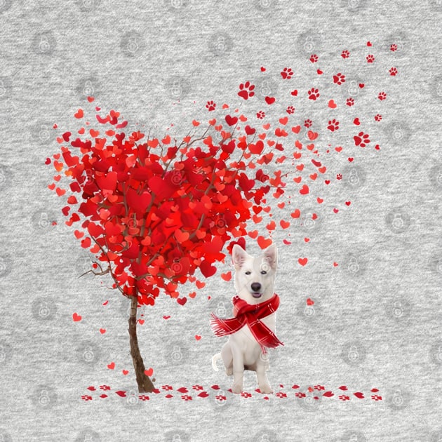 Valentine's Day Heart Tree Love White German Shepherd by TATTOO project